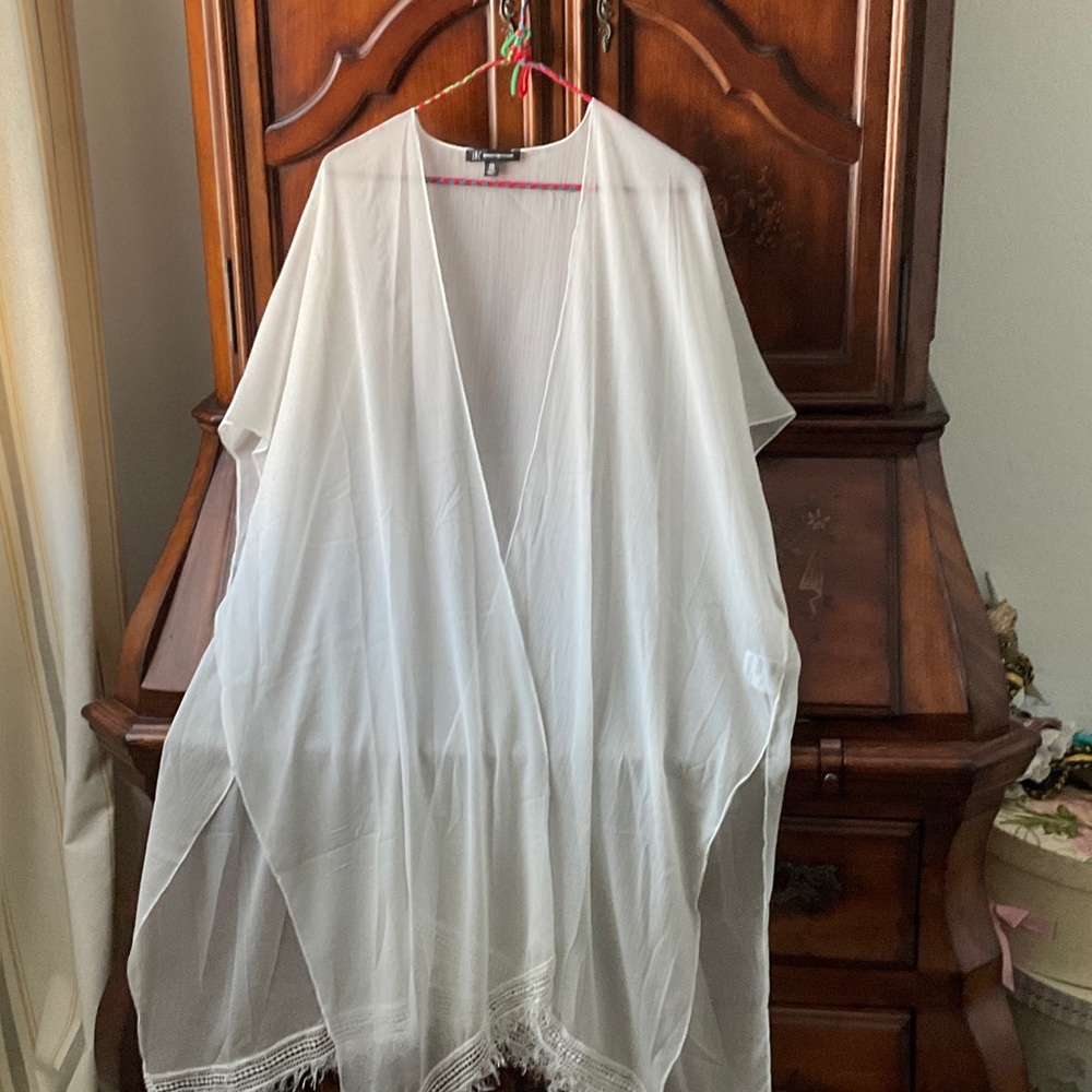 INC International Concepts Sheer White Kimono Robe